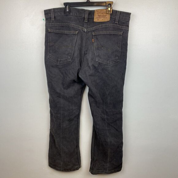 Vintage‎ Levis 517 Boot Cut Jeans Mens 36x30 Black Denim Orange Tab USA 90s - Picture 5 of 14